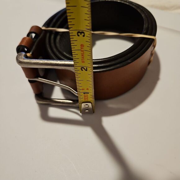 Roundtree & Yorke Carmel Brown Leather Belt waist 33"-37" - Picture 5 of 6